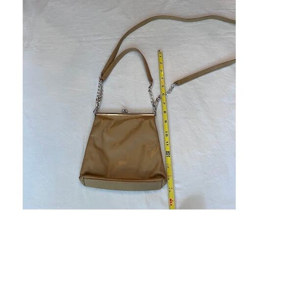 Tocca Crossbody Bag Tan Leather Bag Purse Two Removable Straps Metal Links VTG - Picture 7 of 9